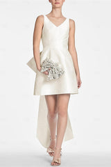 Dressystars Ivory V Neck A Line Homecoming Dress Short Cocktail Dress with Bow