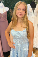 Dressystars Light Blue Homecoming Dress A-Line Lace Short Prom Dress