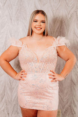Dressystars Light Blue Homecoming Dress Corset Lace Tight Short Prom Dress with Feathers