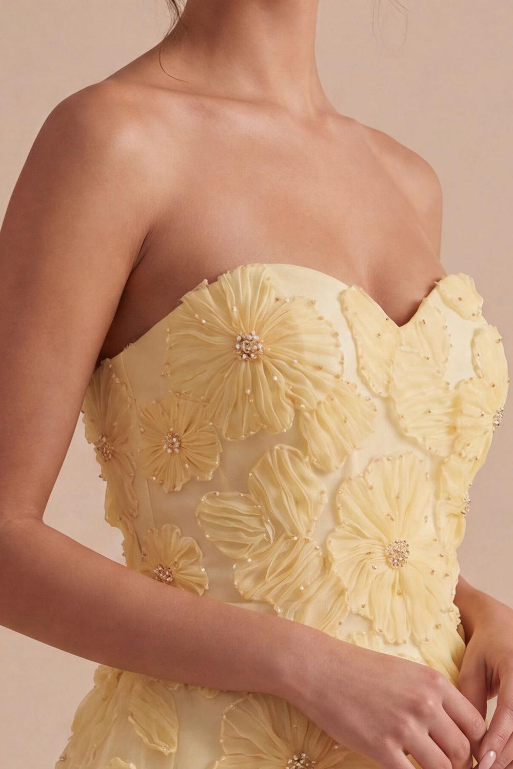 Dressystars Light Yellow Beaded Floral A Line Short Homecoming Dress