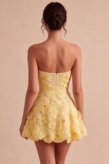 Dressystars Light Yellow Beaded Floral A Line Short Homecoming Dress