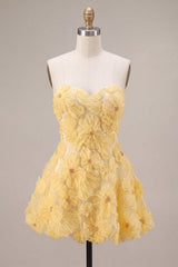 Dressystars Light Yellow Beaded Floral A Line Short Homecoming Dress
