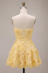 Dressystars Light Yellow Beaded Floral A Line Short Homecoming Dress