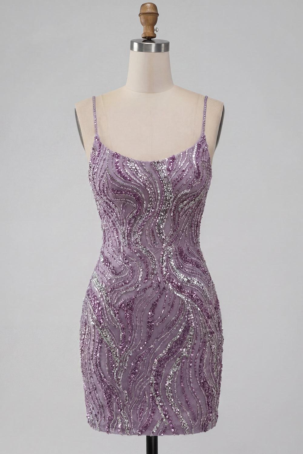 Dressystars Lilac Beaded Tight Short Homecoming Dress
