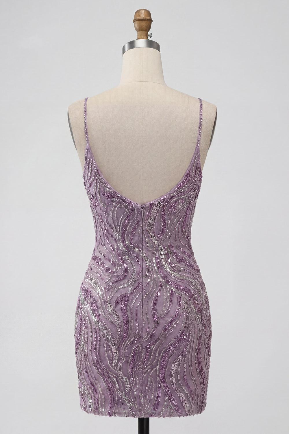 Dressystars Lilac Beaded Tight Short Homecoming Dress