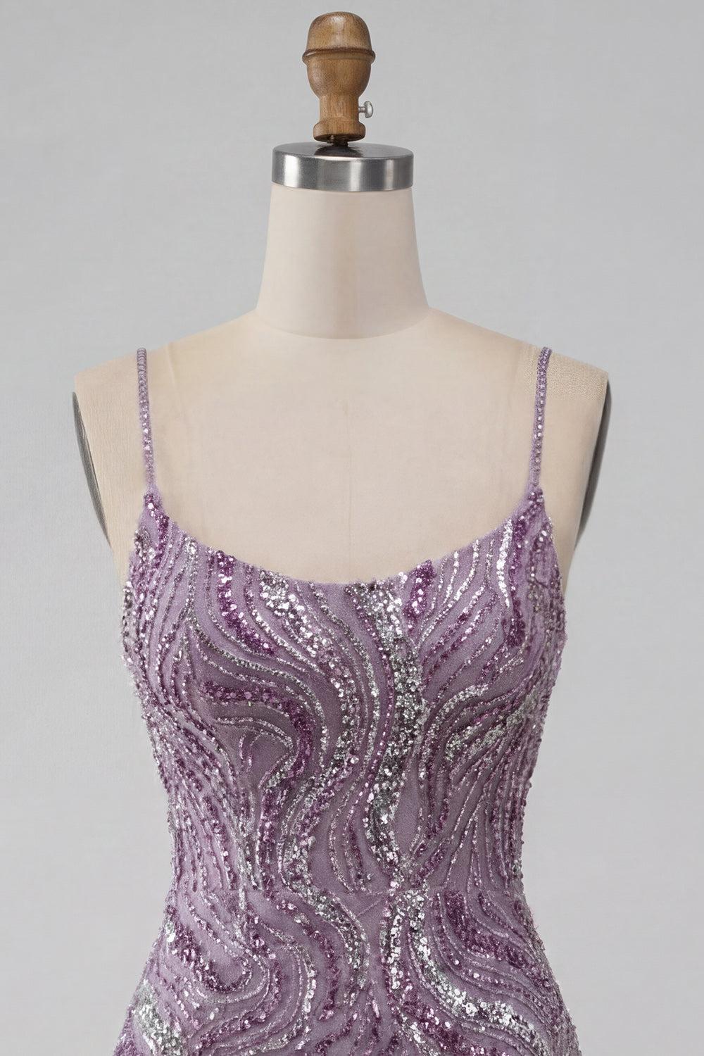 Dressystars Lilac Beaded Tight Short Homecoming Dress