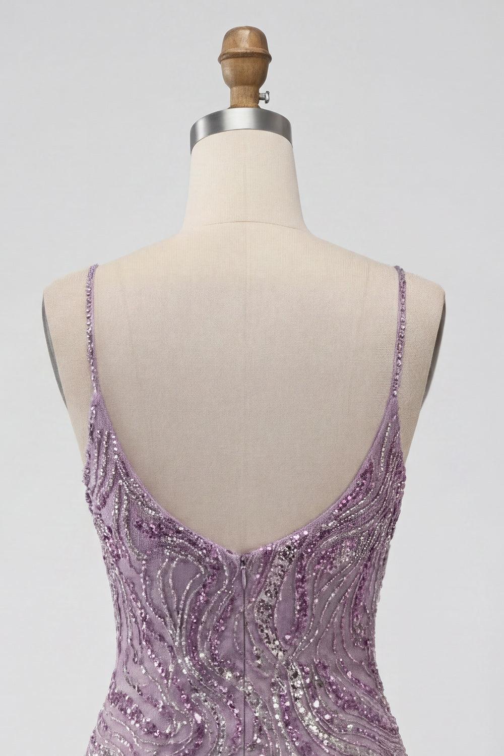 Dressystars Lilac Beaded Tight Short Homecoming Dress
