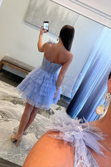 Dressystars Lilac Homecoming Dress A Line One Shoulder Corset Short Prom Dress