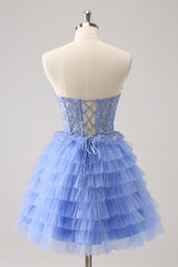 Dressystars Lilac Homecoming Dress A Line Sweetheart Tiered Short Prom Dress With Appliques