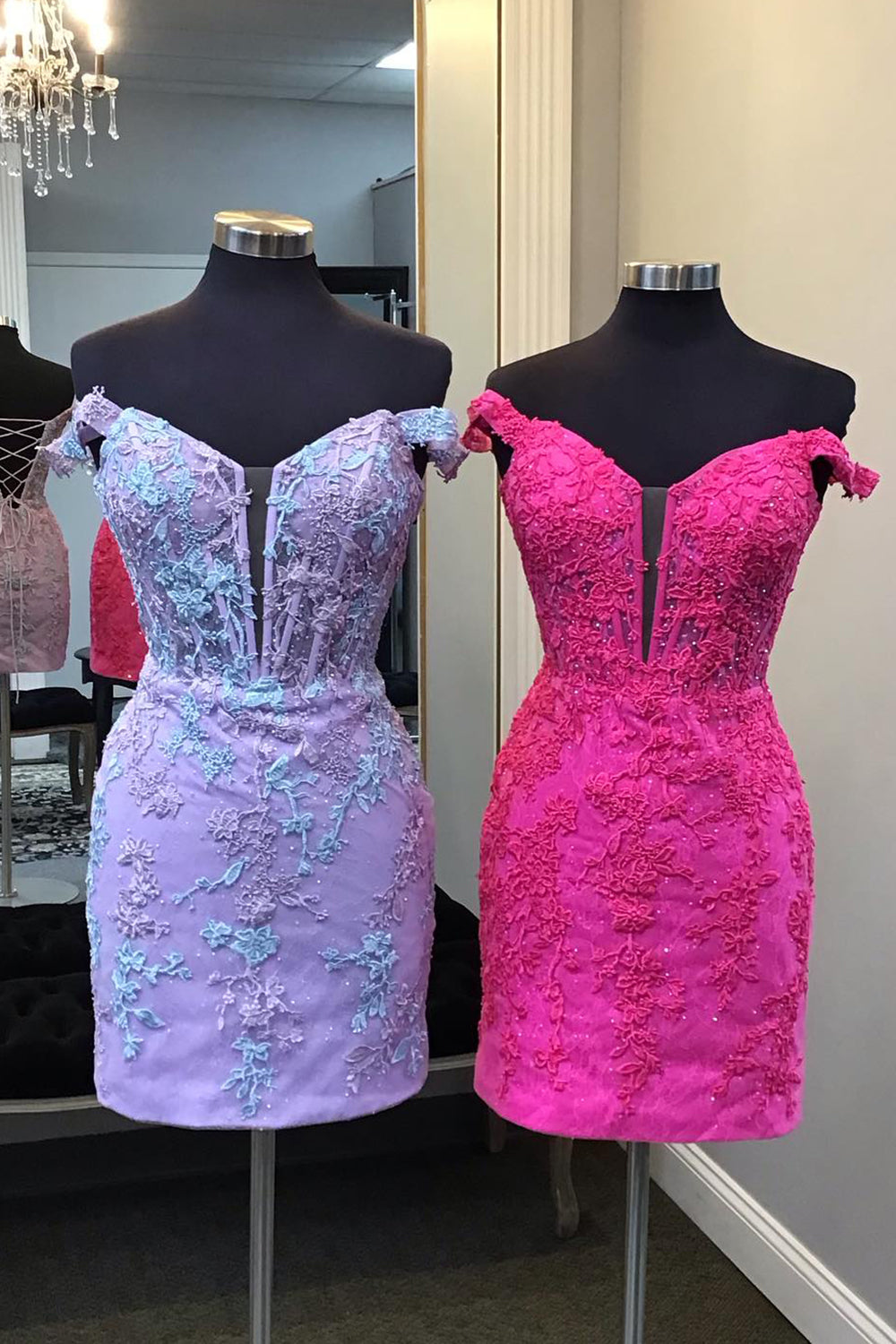 Dressystars Lilac Homecoming Dress Corset Floral Tight Short Prom Dress