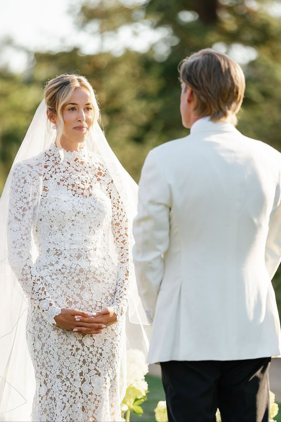 Dressystars Long Sleeve Beach Wedding Dress Lace High Neck Mermaid Bridal Gown