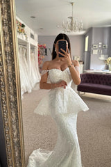 Dressystars Mermaid Tulle Lace Sweetheart Sleeveless White Wedding Dress Bridal Gown With Appliques