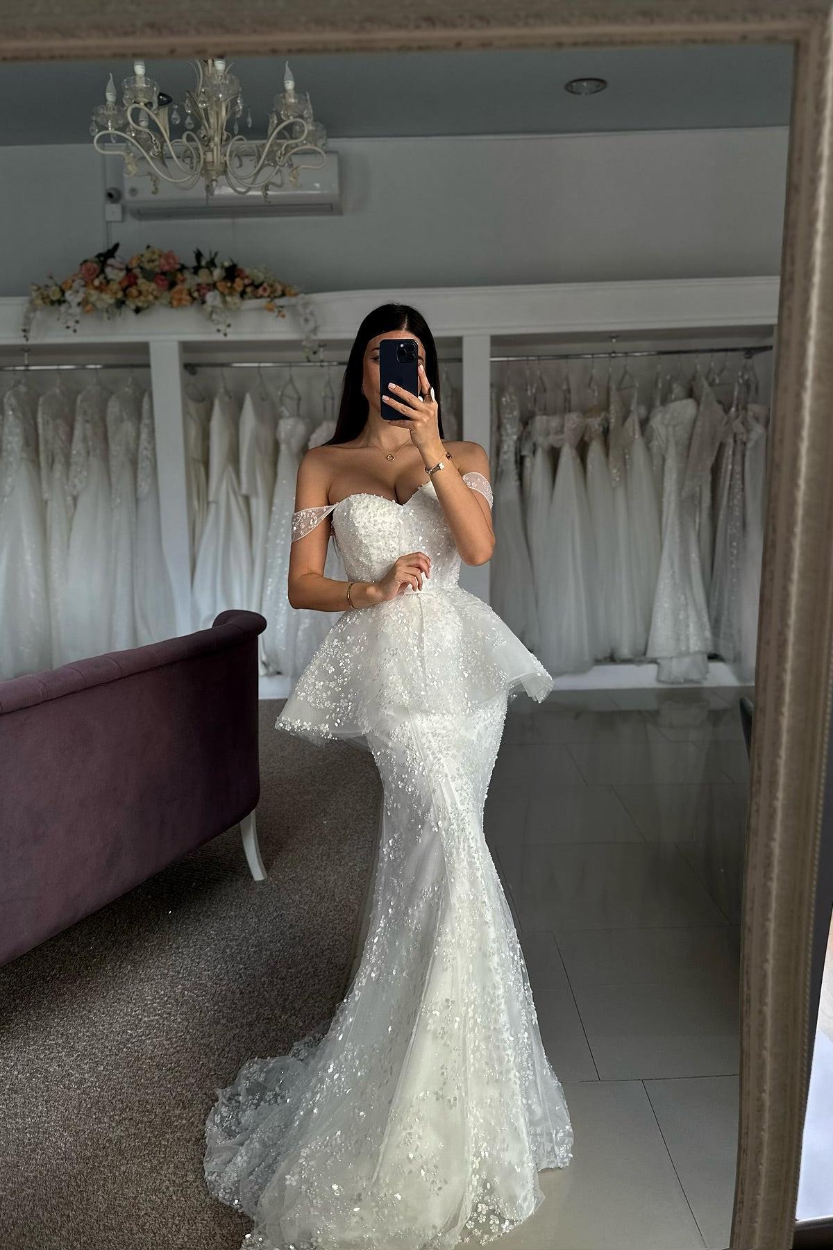 Dressystars Mermaid Tulle Lace Sweetheart Sleeveless White Wedding Dress Bridal Gown With Appliques