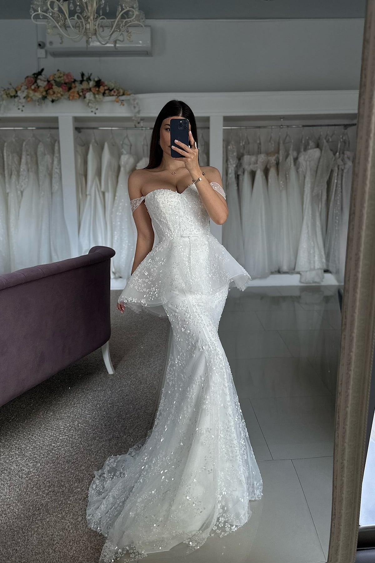 Dressystars Mermaid Tulle Lace Sweetheart Sleeveless White Wedding Dress Bridal Gown With Appliques