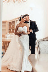 Dressystars Mermaid Wedding Dress Spaghetti Straps Lace Sleeveless Bridal Gown