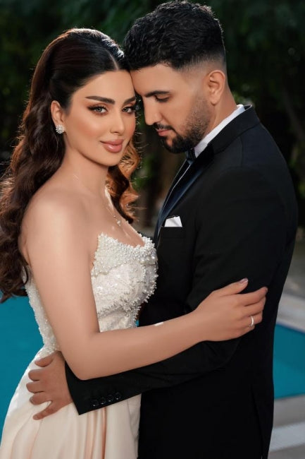 Dressystars Mermaid Wedding Dress Strapless Sequined Bridal Gown With Pearls