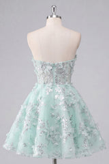 Dressystars Mint Floral Sweetheart Beaded A-Line Corset Short Homecoming Dress