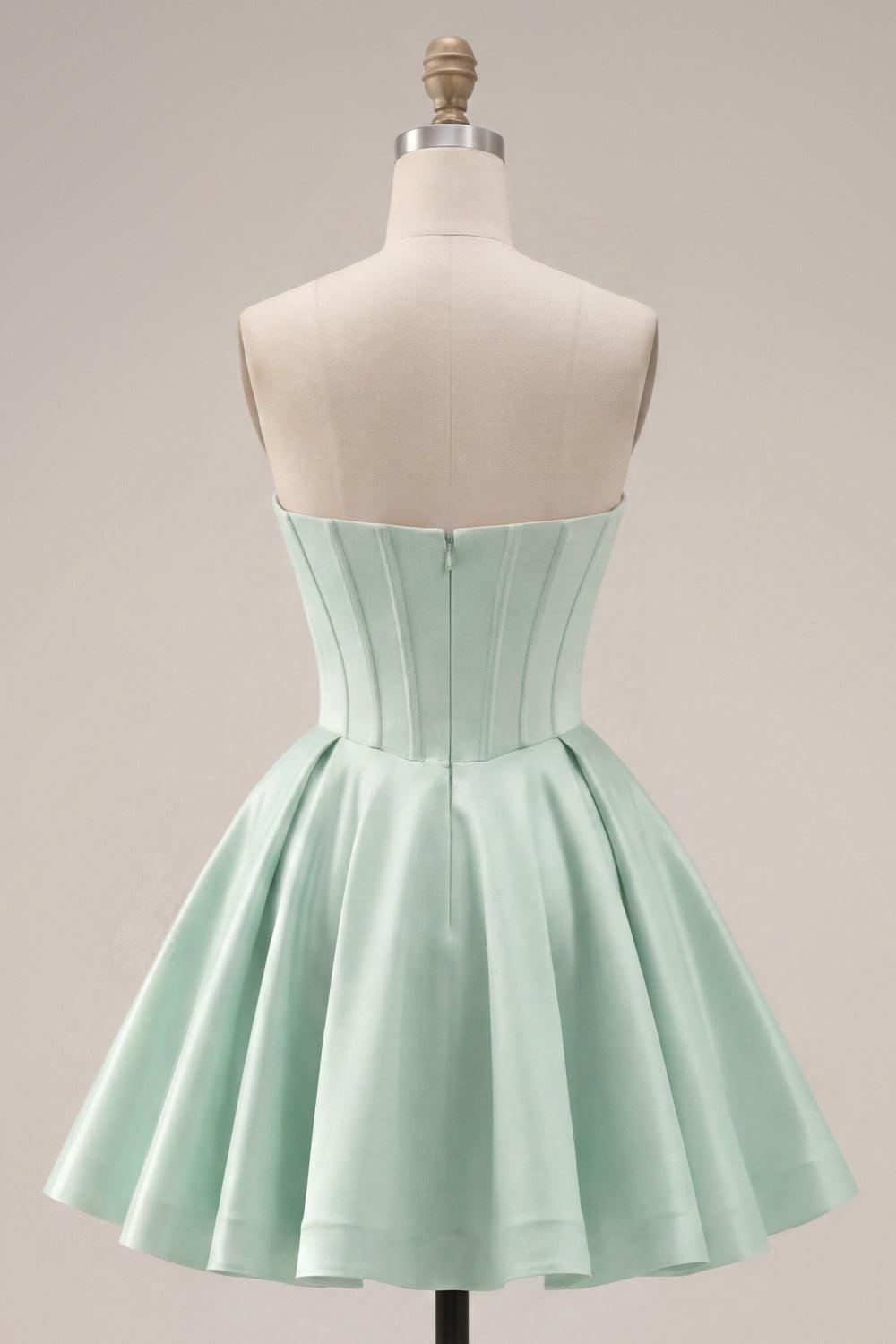 Dressystars Mint Green Strapless Corset A-Line Short Homecoming Dress