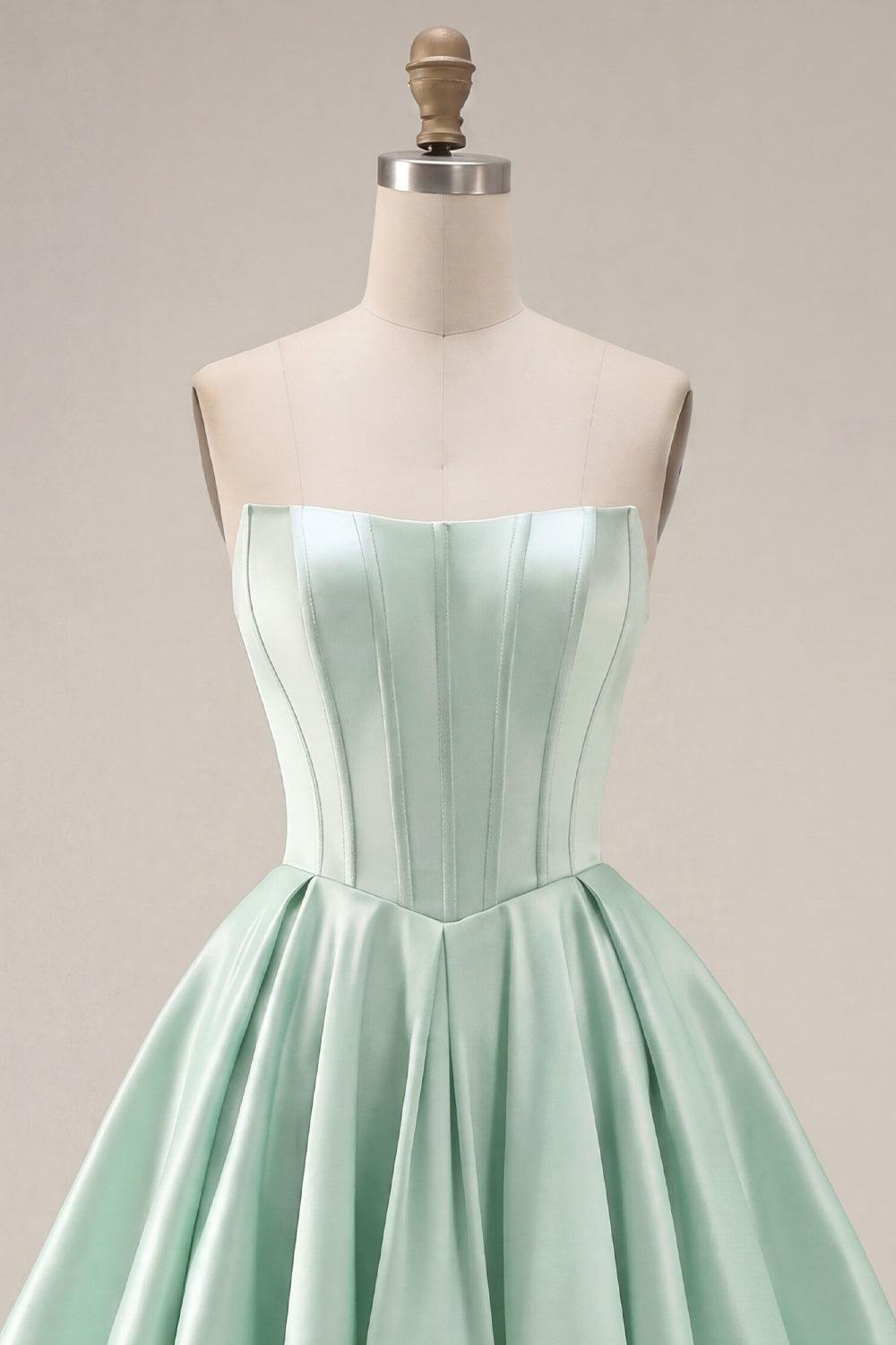 Dressystars Mint Green Strapless Corset A-Line Short Homecoming Dress