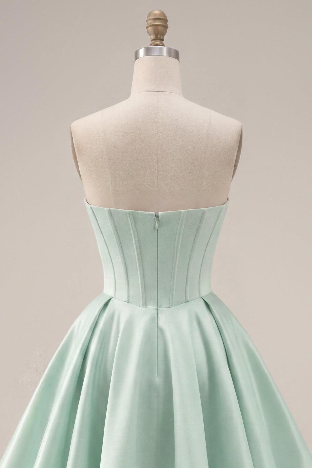 Dressystars Mint Green Strapless Corset A-Line Short Homecoming Dress
