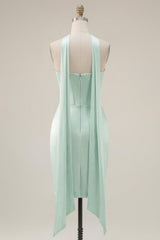 Dressystars Mint Green Strapless Ruched Corset Tight Short Homecoming Dress with Slit