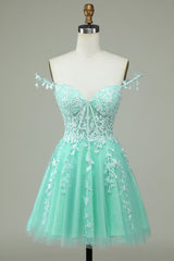 Dressystars Mint Homecoming Dress Backless Short Prom Dress with Appliques