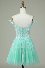 Dressystars Mint Homecoming Dress Backless Short Prom Dress with Appliques