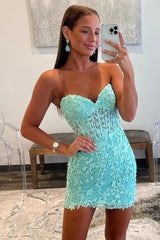 Dressystars Mint Homecoming Dress Lace Sweetheart Tight Short Prom Dress