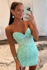 Dressystars Mint Homecoming Dress Lace Sweetheart Tight Short Prom Dress