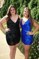Dressystars Mirror Golden Homecoming Dress Spaghetti Straps Tight Short Prom Dress
