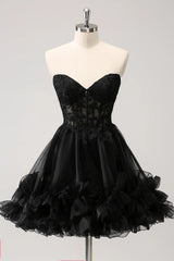 Dressystars Navy Homecoming Dress Beaded A Line Short Prom Dress with Appliques