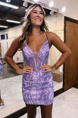 Dressystars Navy Homecoming Dress Corset Sequin Tight Short Prom Dress