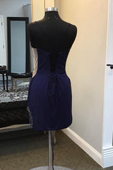 Dressystars Navy Homecoming Dress Fringed Tight Short Prom Dress