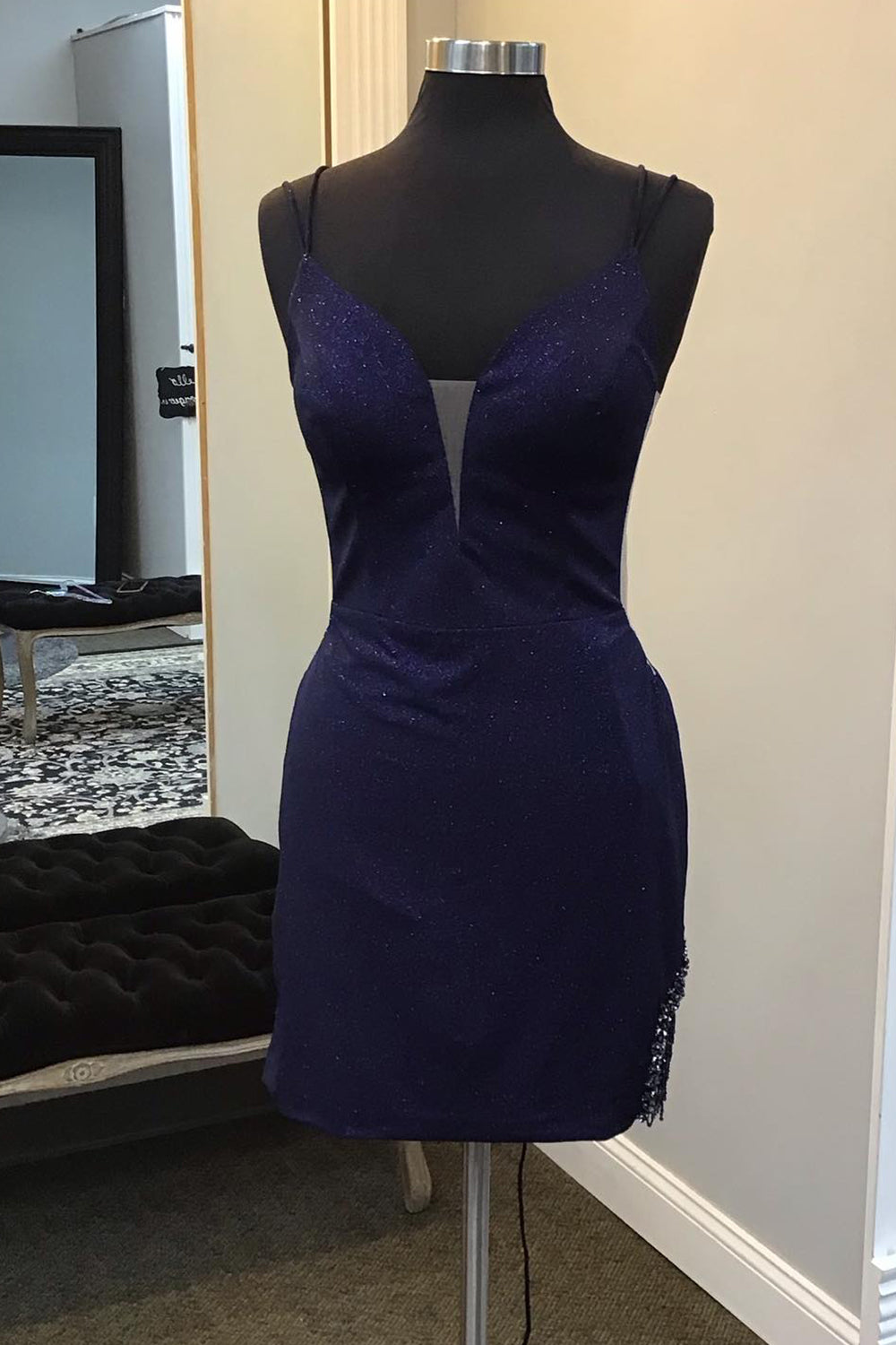 Dressystars Navy Homecoming Dress Fringed Tight Short Prom Dress