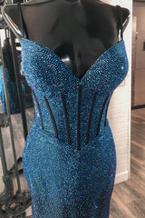 Dressystars Navy Homecoming Dress Spaghetti Straps Corset Tight Short Prom Dress with Beadings