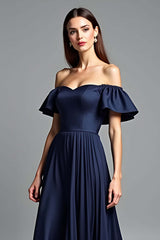 Dressystars Navy Wedding Guest Dress Beaded Halter A Line Long Formal Dress