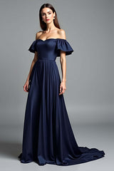 Dressystars Navy Wedding Guest Dress Beaded Halter A Line Long Formal Dress