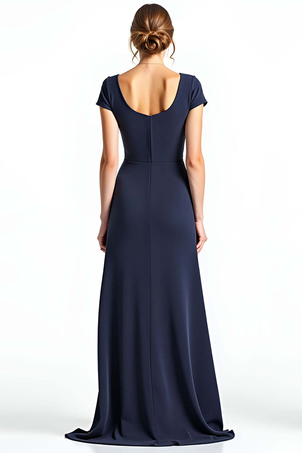 Dressystars Navy Wedding Guest Dress Square Neck Long Formal Dress With Bowknot