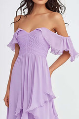 Dressystars Off The Shoulder Lilac Ruffled Long Formal Dress