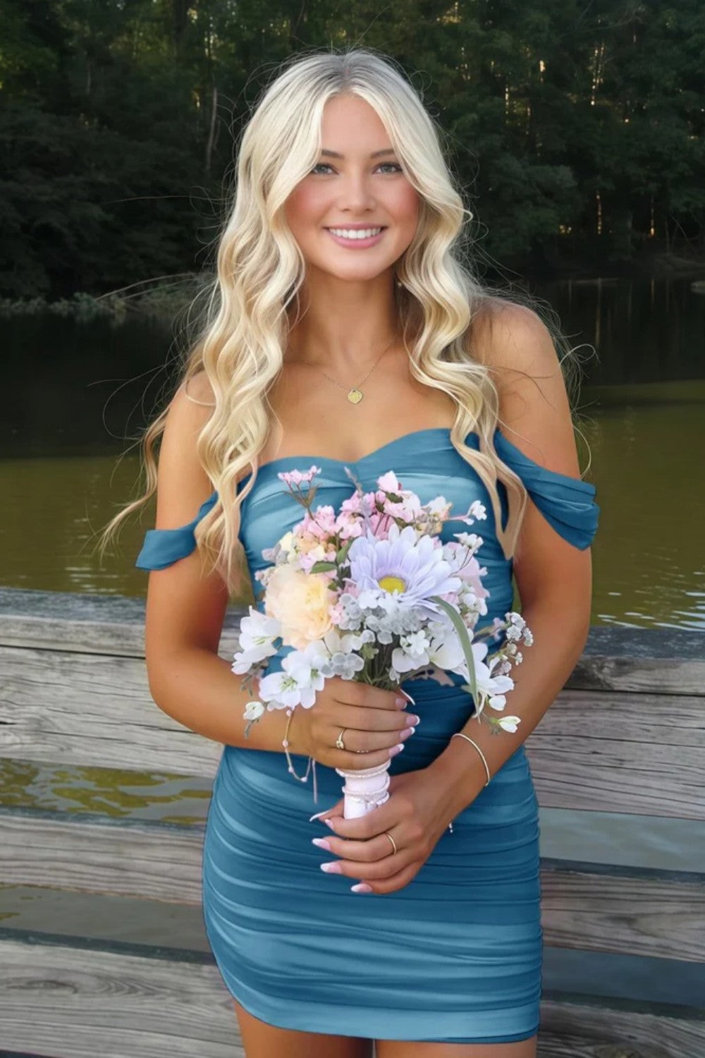 Dressystars Off the Shoulder Homecoming Dress Bodycon Pink Short Cocktail Dress