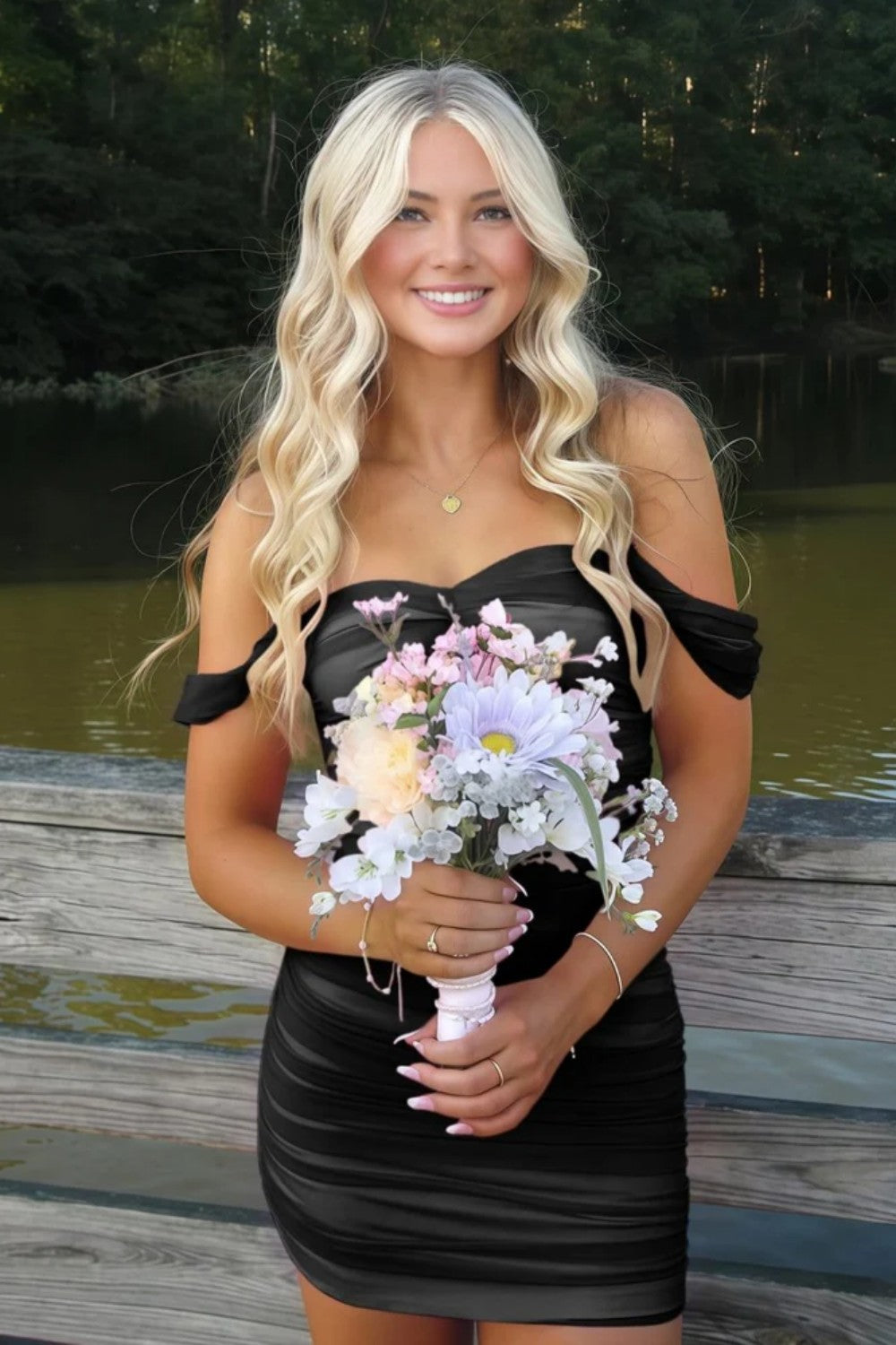 Dressystars Off the Shoulder Homecoming Dress Bodycon Pink Short Cocktail Dress