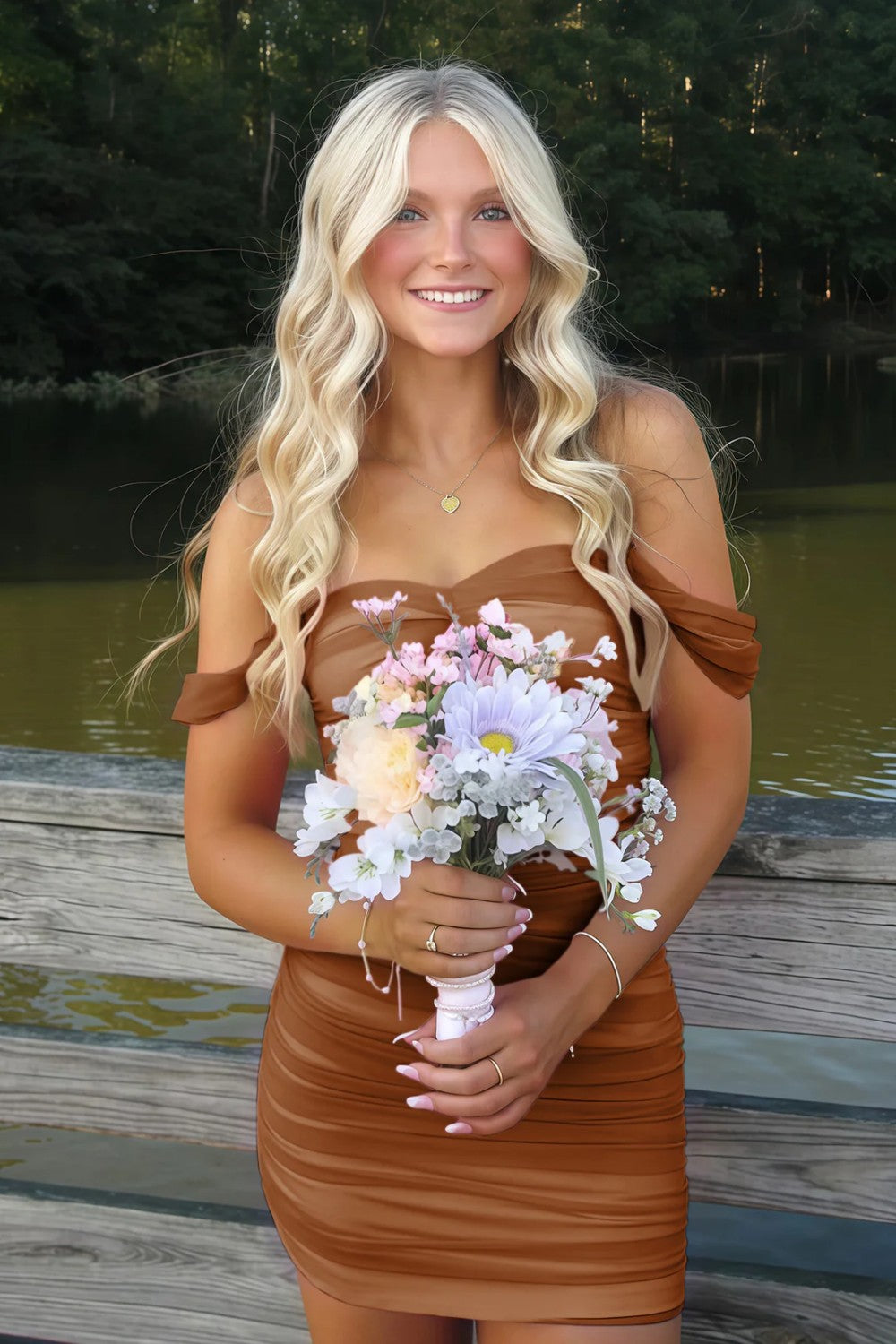 Dressystars Off the Shoulder Homecoming Dress Bodycon Pink Short Cocktail Dress