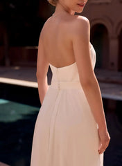 Dressystars Off the Shoulder Sleeveless Floor Length Chiffon Elastic Satin Wedding Jumpsuit