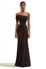 Dressystars One Shoulder Ruched Mermaid Dark Green Wedding Guest Dress Long Formal Dress
