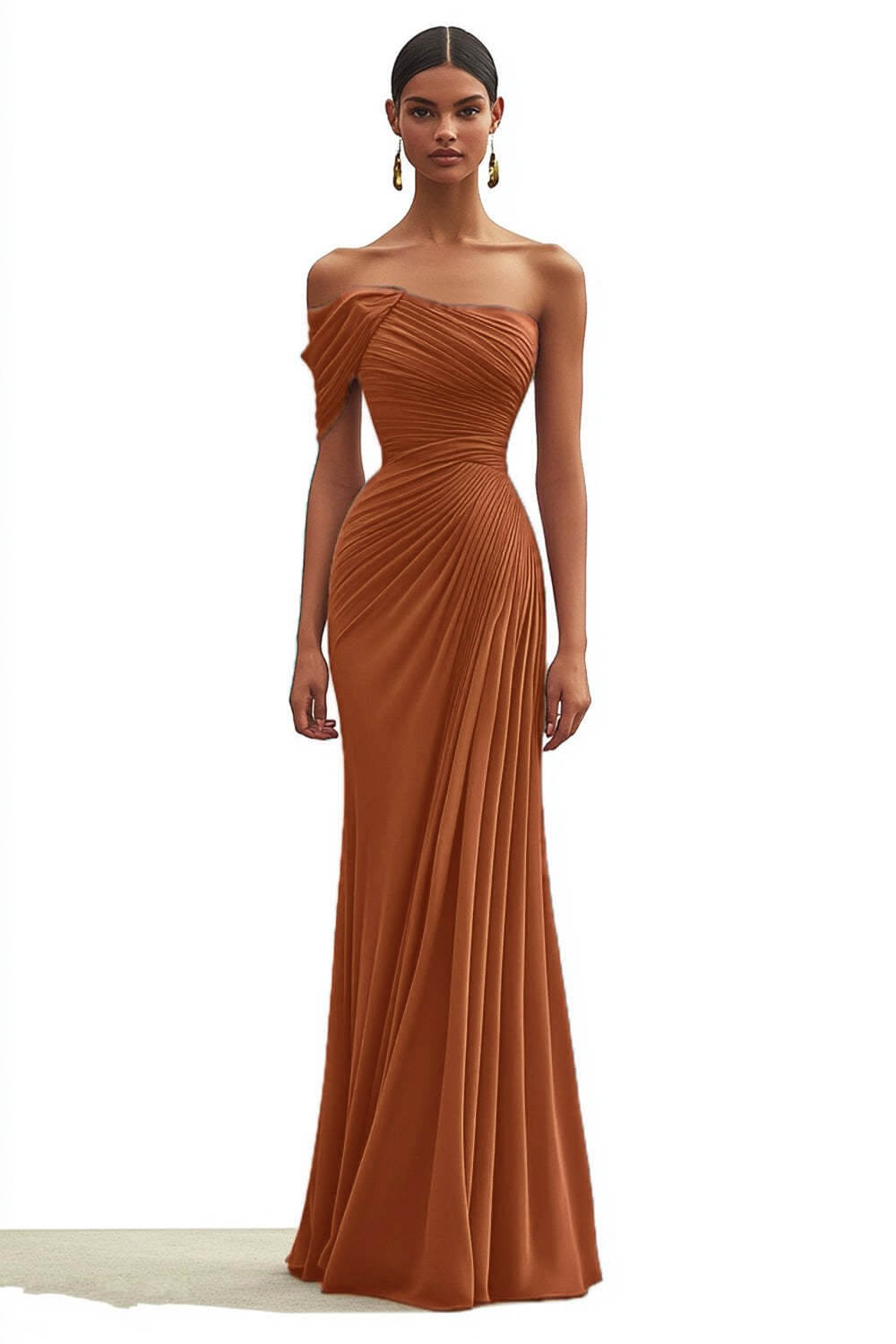 Dressystars One Shoulder Ruched Mermaid Dark Green Wedding Guest Dress Long Formal Dress