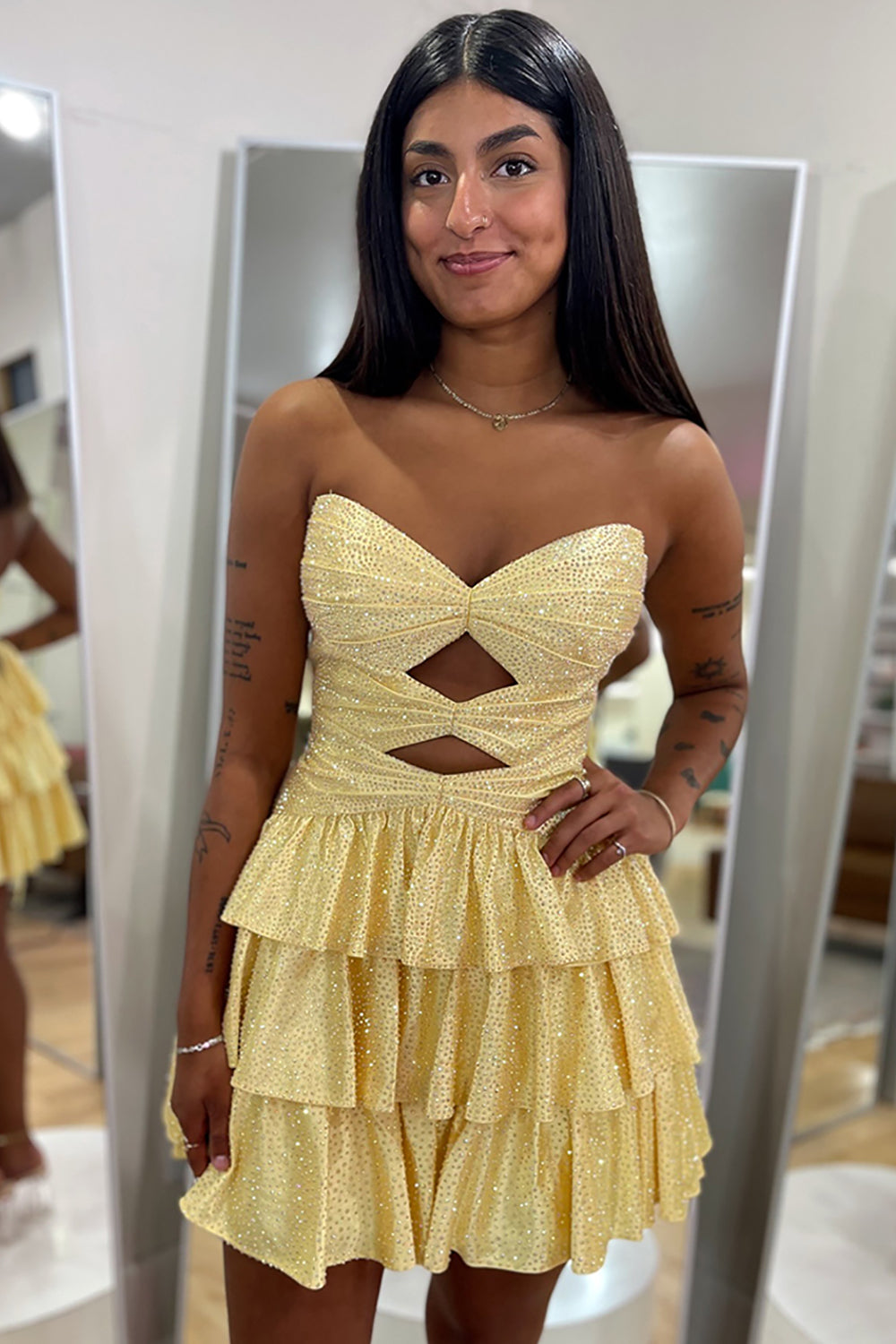 Dressystars Orange A Line Homecoming Dresses Tiered Short Cocktail Dresses With Beading