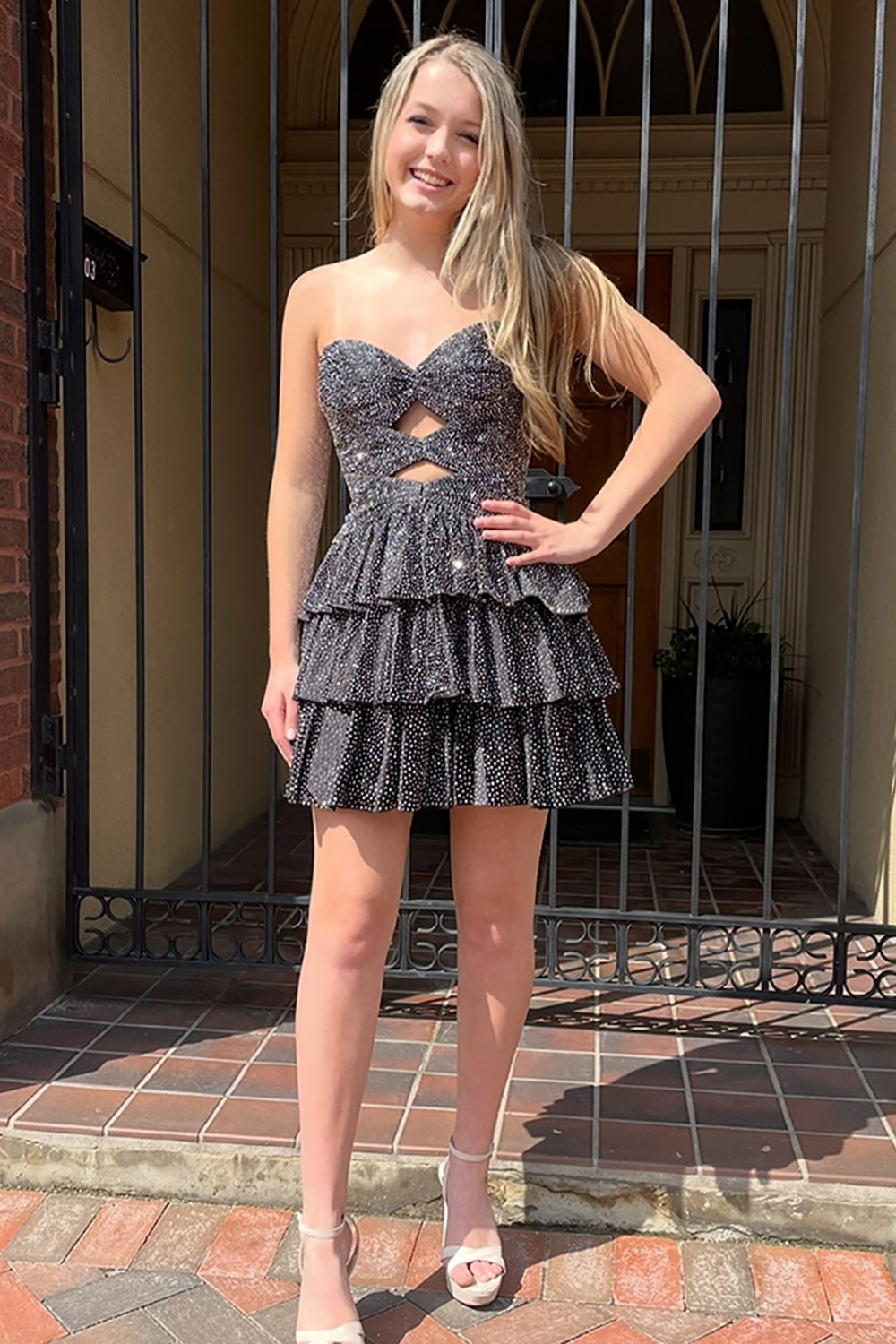 Dressystars Orange A Line Homecoming Dresses Tiered Short Cocktail Dresses With Beading