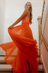 Dressystars Orange Homecoming Dress Chiffon Sequin Spaghetti Straps Short Prom Dress