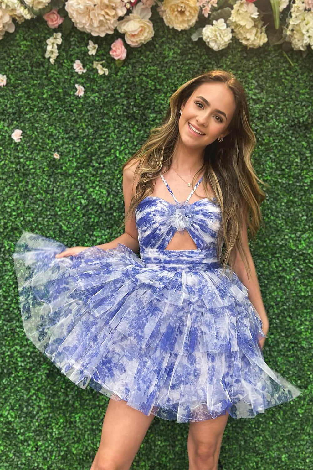 Dressystars Orange Homecoming Dress Halter Ruffled A-Line Short Prom Dress