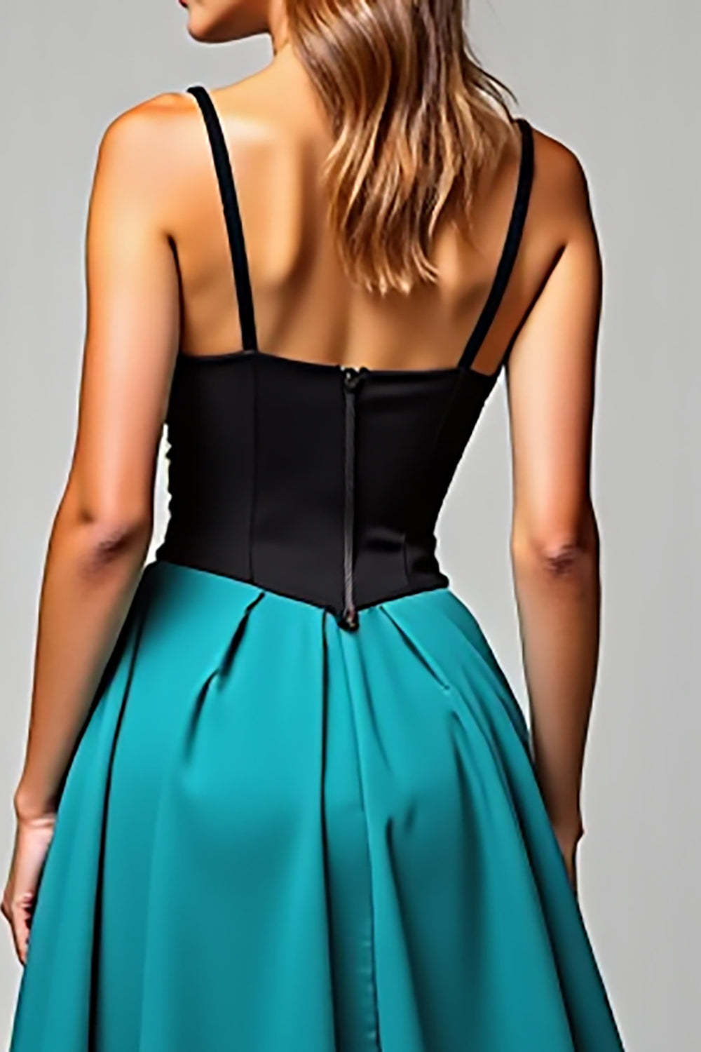 Dressystars Peacock Blue Wedding Guest Dress A Line Black Wedding Guest Dress Satin Long Formal Dress